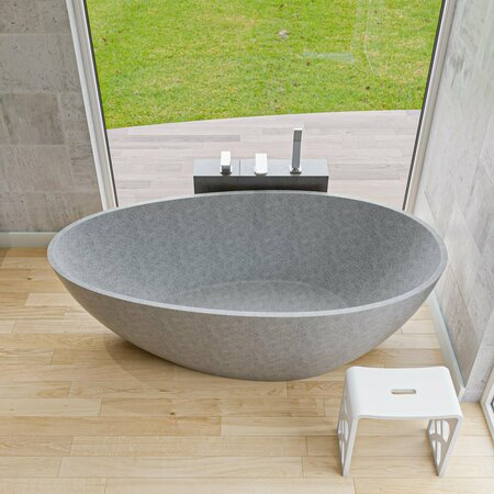 ALFI BRAND 72 inch Solid Concrete Tear Drop Freestanding Bathtub ABCO72TUB